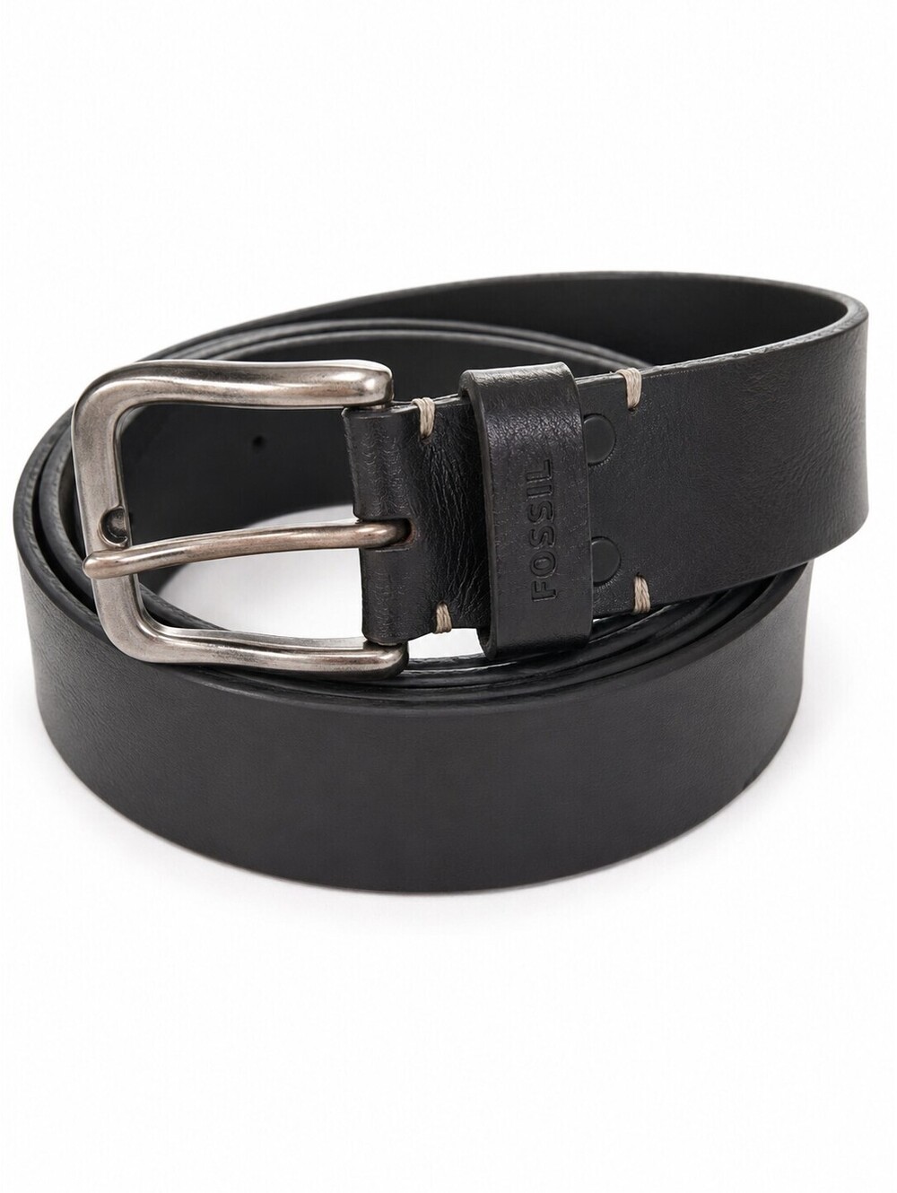 Fossil Brody Men's Genuine Leather Black Belt Size 44/110 with Silver Buckle